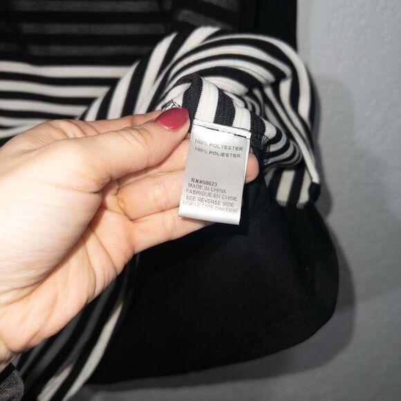 Panitti Black Overlay Striped A-Line Dress Size Medium‎ - Picture 7 of 10